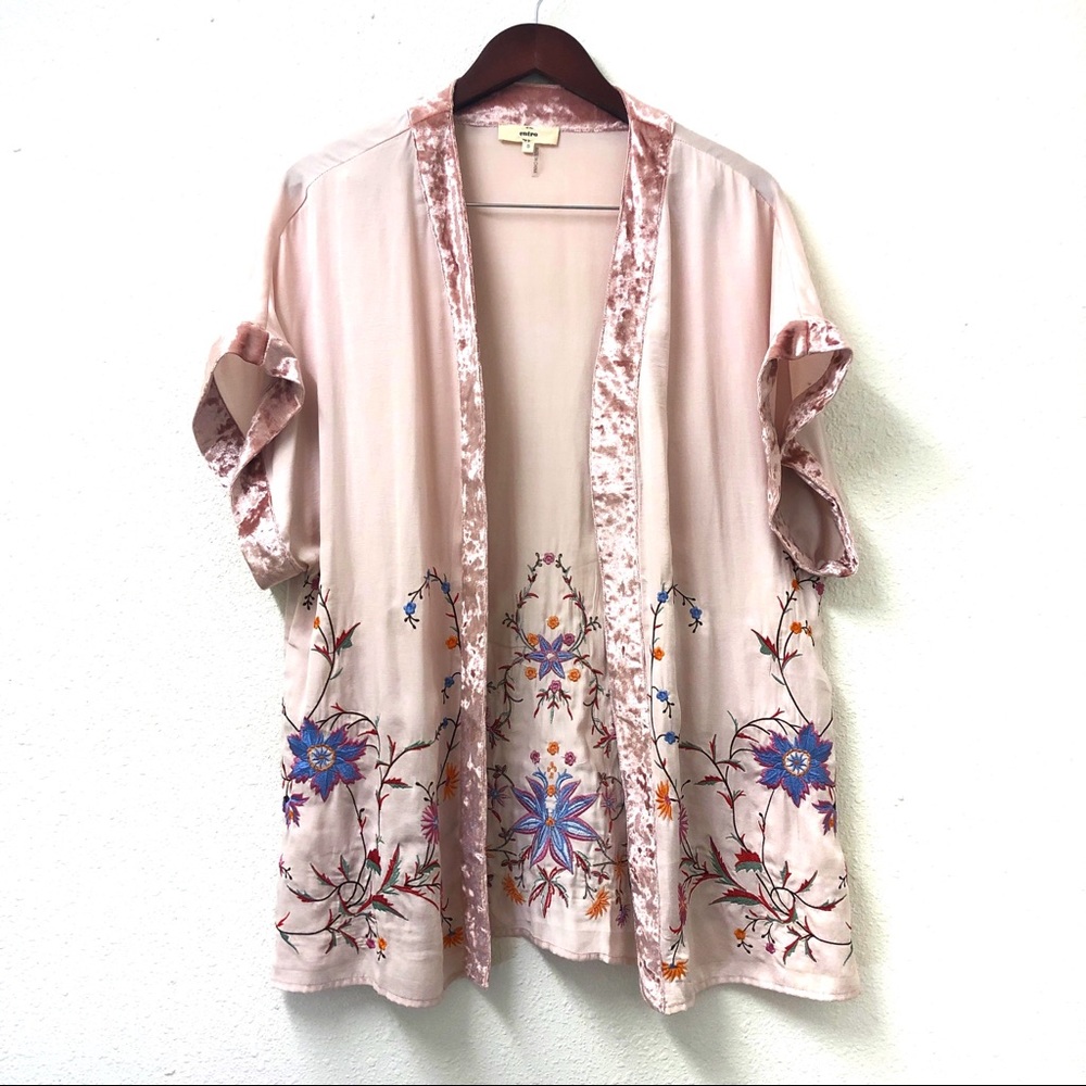 Embroidered pale pink cardigan